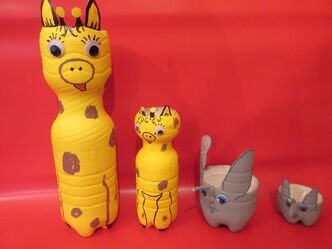 Flaschenzoo Giraffe und Elefant